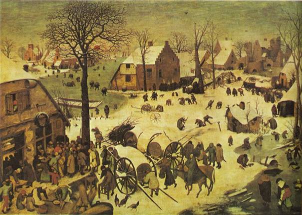 Beschrijving: Pieter Bruegel de Oude: Volkstelling te Bethlehem